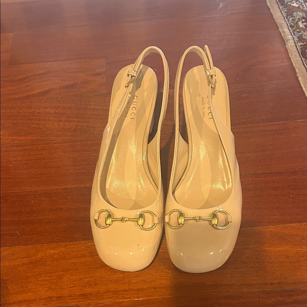 Gucci Women's Horsebit Patent Slingback Pumps